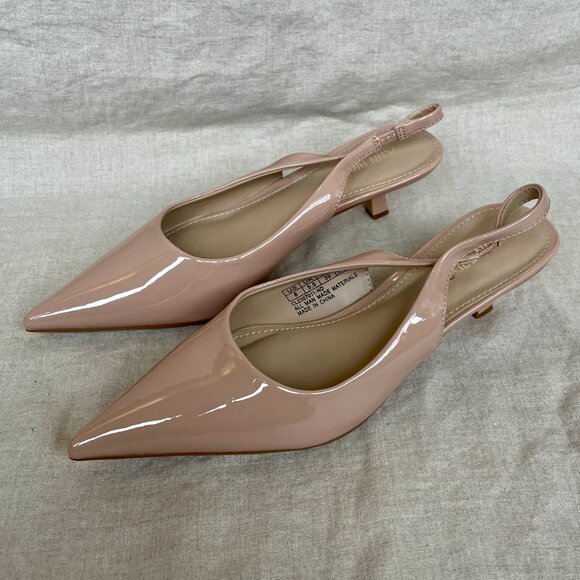 SOLD - Slingback Kitten Heels with Pointed Toe | Nude | Size 8 - Picture 2 of 8
